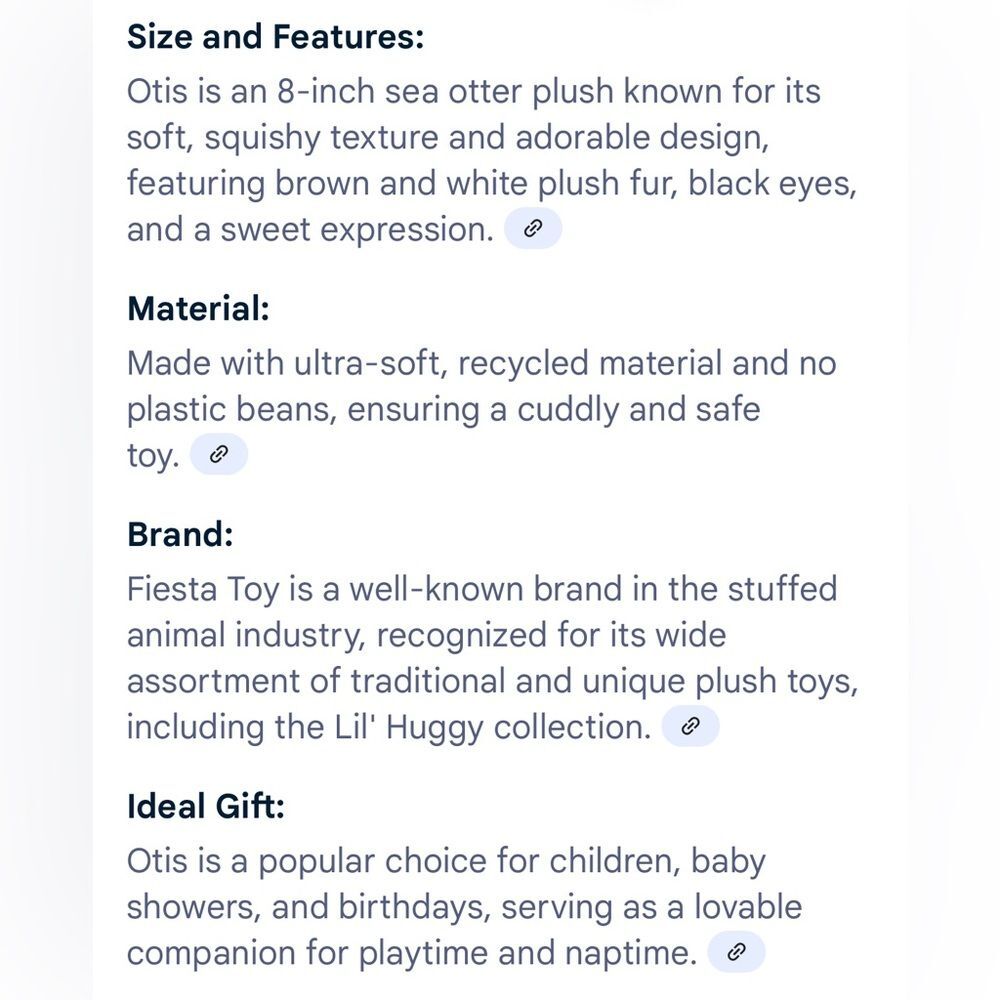 "Otis" the Sea Otter plush toy from Fiesta Toys' Lil' Huggy - Picture 6 of 6